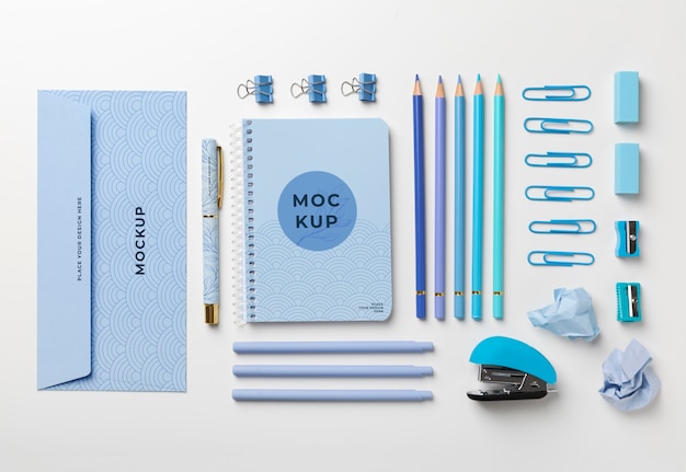 Planner mock-up with office stationery