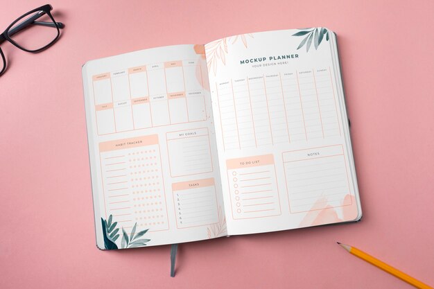 Planner notebook mockup design