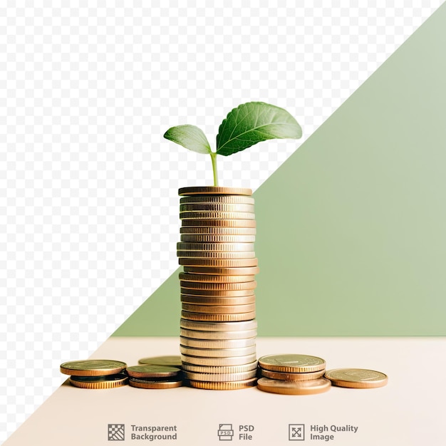 a plant is growing on a stack of coins and the words " plant " on top of it.