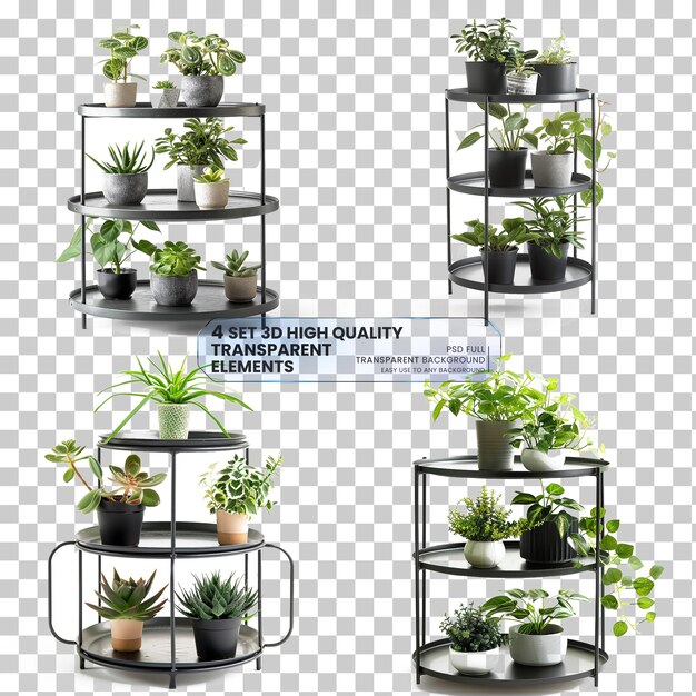 PSD plant stand a tiered plant stand made of weather on transparent background