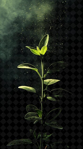 a plant with green leaves on a black background