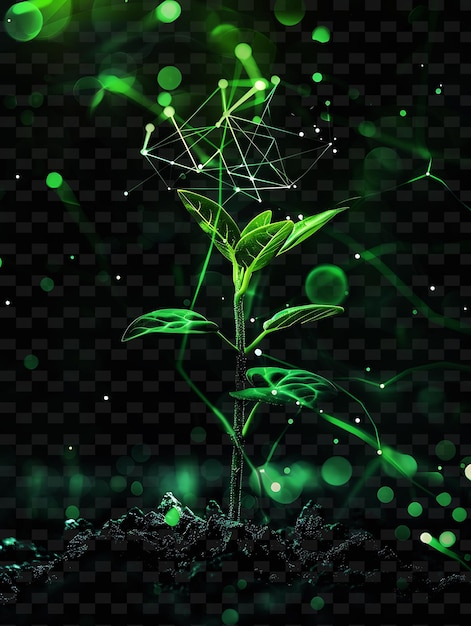 a plant with green lights on it