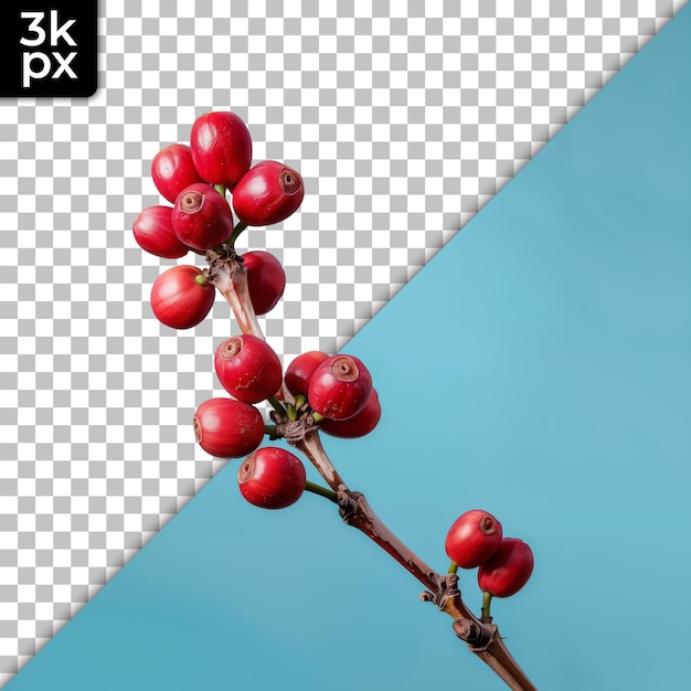 PSD a plant with red berries on it and a black background