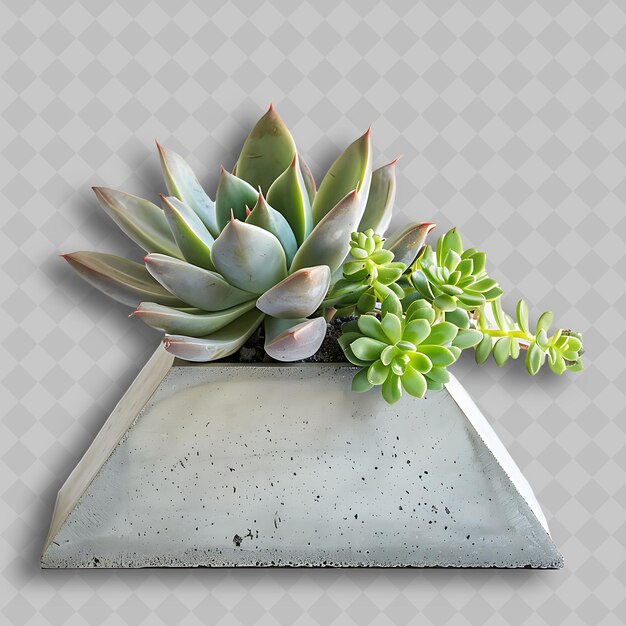 PSD a planter with a plant on it and a background of a gray background