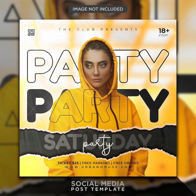 Plantilla de banner web y publicacin de flyer de fiesta de club dj