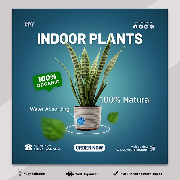 PSD plants sale poster template