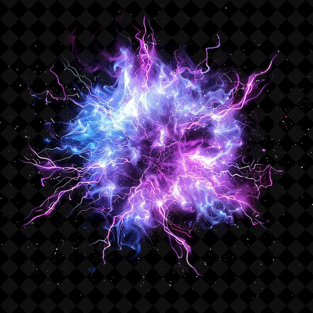 Plasma Explosion With Energy Sparks and Futuristic Patterns PNG Neon Effect on Dark Background