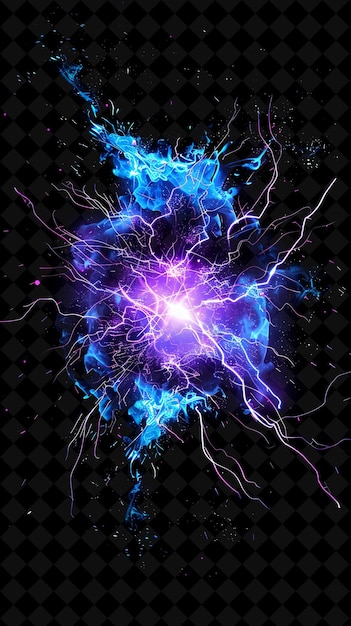 Plasma Explosion With Energy Sparks and Futuristic Patterns PNG Neon Effect on Dark Background