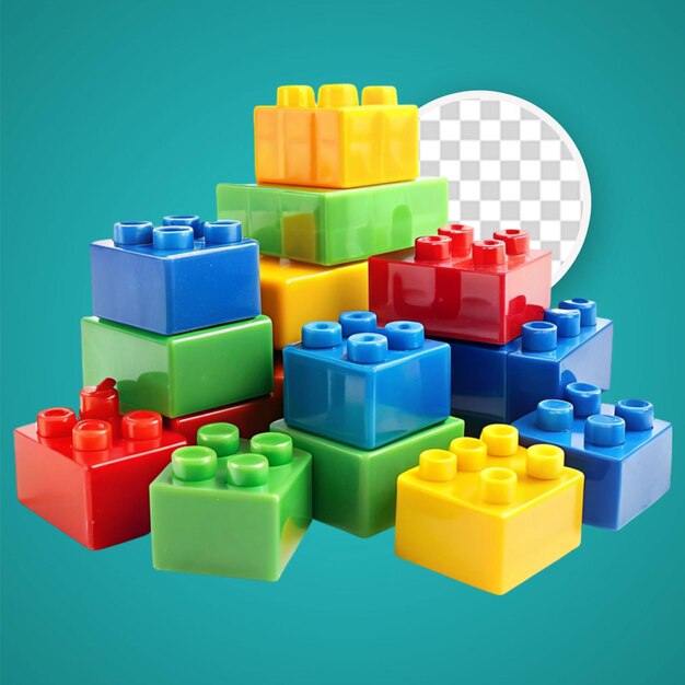 Plastic building blocks look 3d on white background