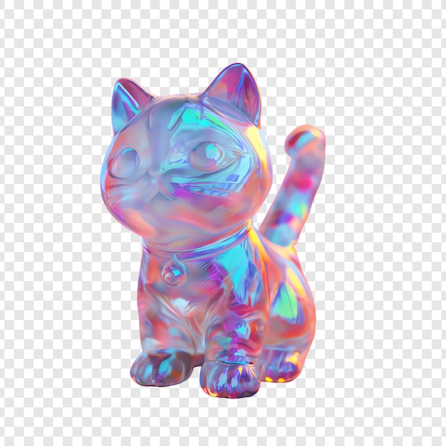 PSD a plastic cat with a collar and a tag that saysthe word caton it