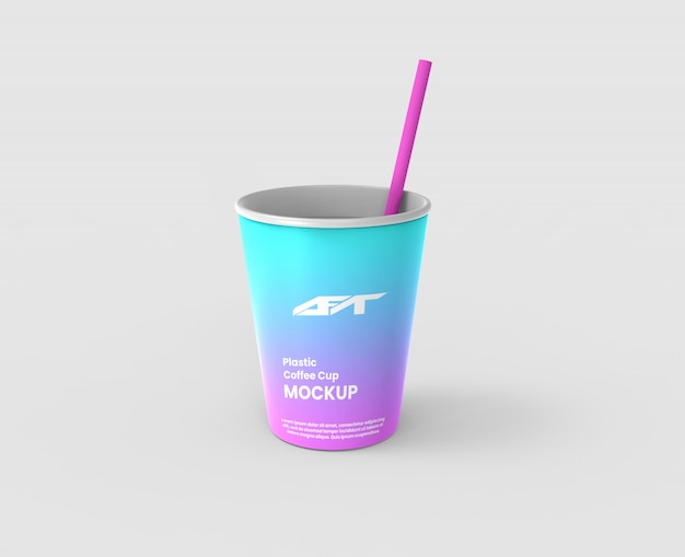 Plastic coffee cup mockup