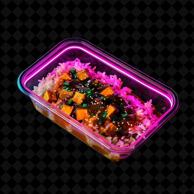 PSD a plastic container of rice and a purple container of rice