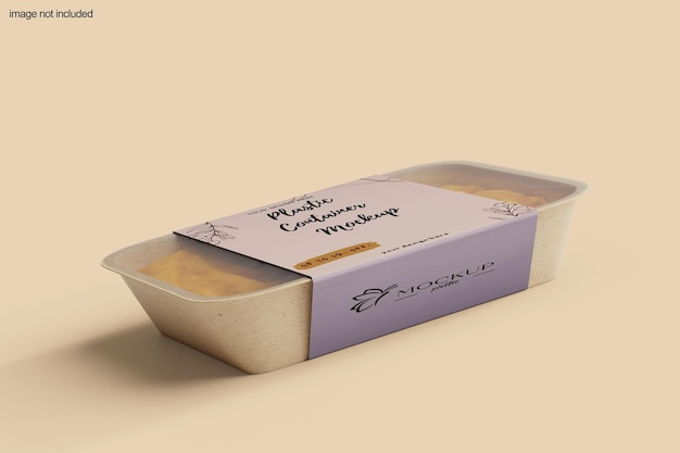 Plastic Container with Paper Label Mockup