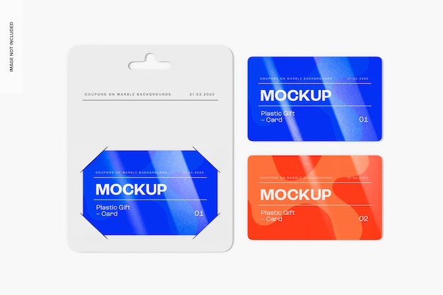 Plastic Gift Cards Mockup, Top View