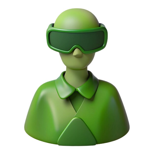 PSD a plastic green plastic figure with a green mask on it