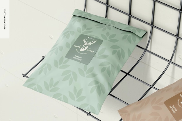 Plastic Mailing Bag Mockup on Rack