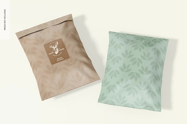 Plastic Mailing Bags Mockup Front and Back View