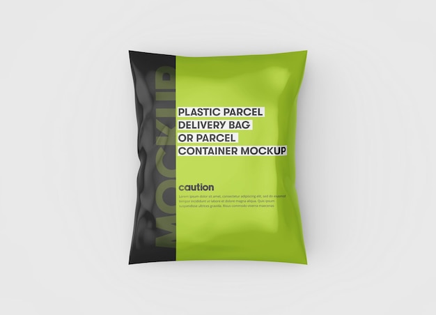 Plastic matte vertical parcel delivery bag mockup