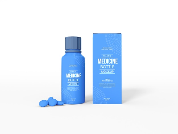 Plastic Medicine Pill Bottle Packaging Mockup