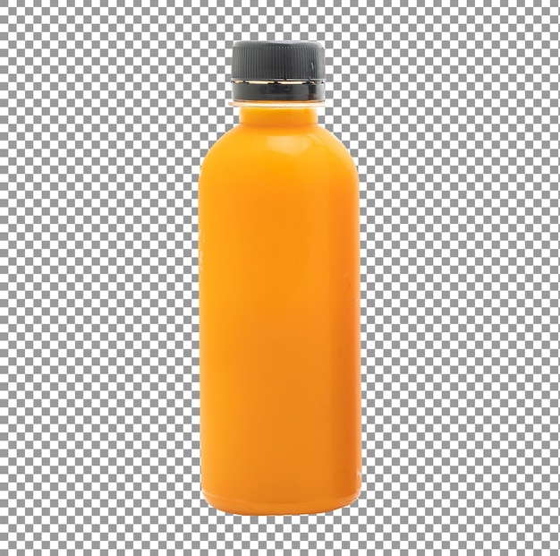 Plastic orange color bottle with a black cap on transparent background