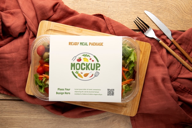 Plastic packaging mock-up for ready meal and food on the go