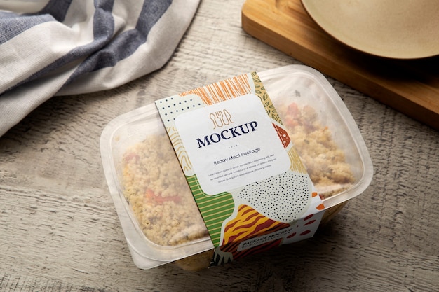 Plastic packaging mock-up for ready meal and food on the go