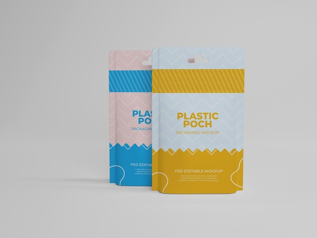 Plastic pouch pack mockup