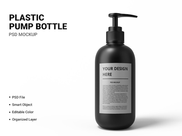 Plastic pump bottle mockup design isolated