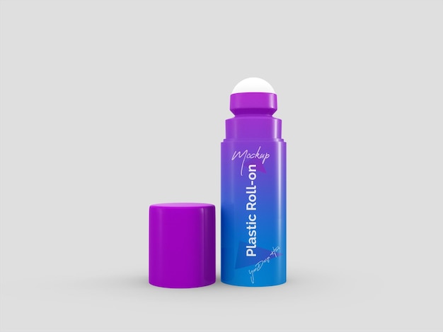 Plastic roll on deodorant bottles mockup