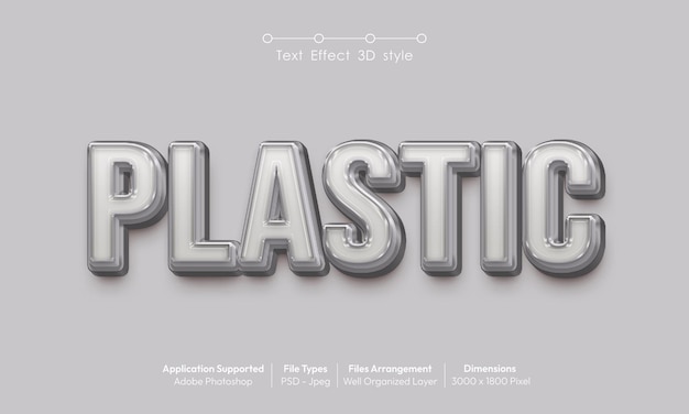 Plastic text effect with 3d font style