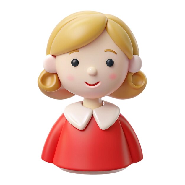 a plastic toy of a lady with a heart on her head