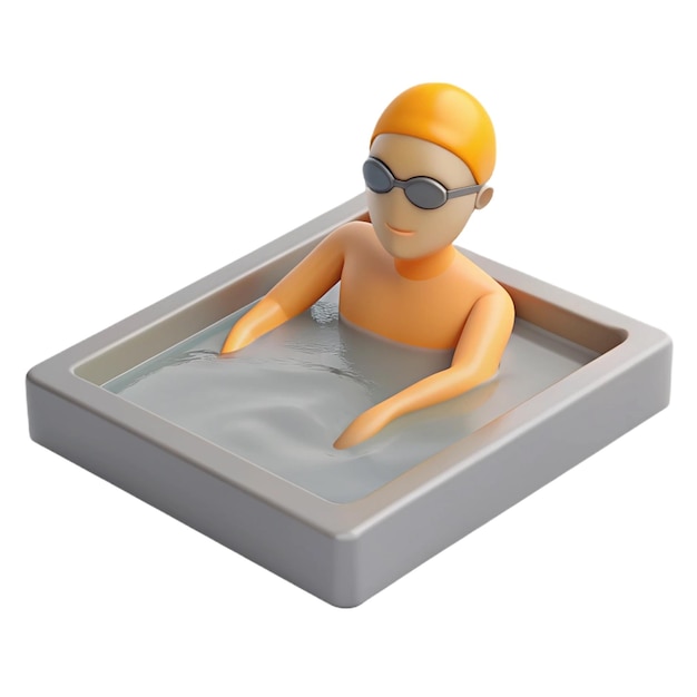 PSD a plastic toy of a man in a bathtub with sunglasses on his head