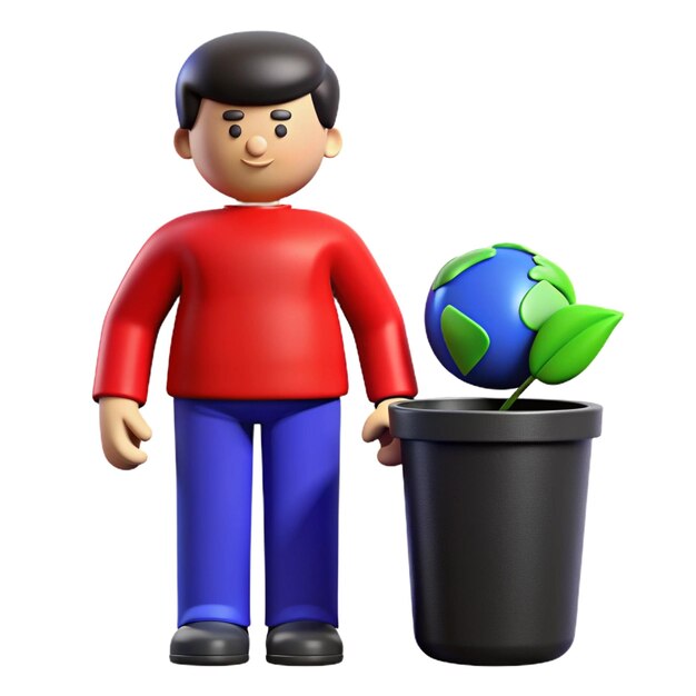 a plastic toy of a man with a globe and a globe