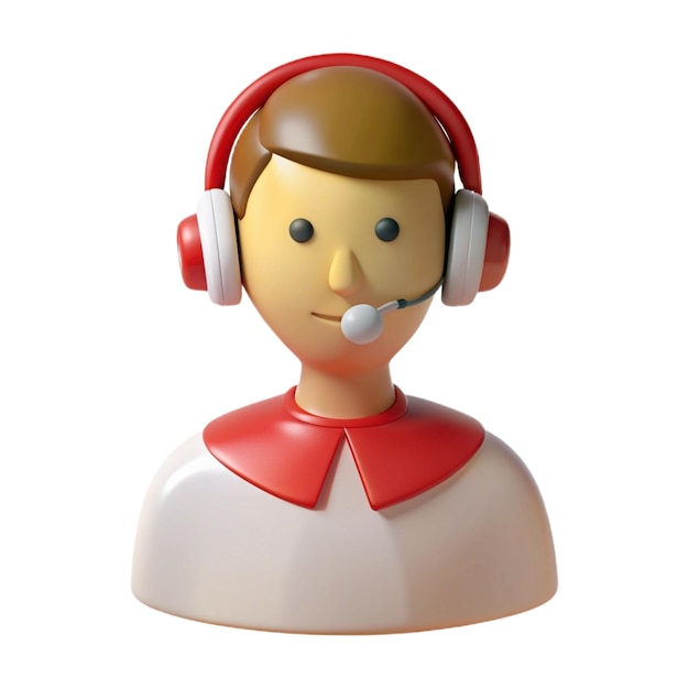 PSD a plastic toy with headphones on it and a red bow on the neck