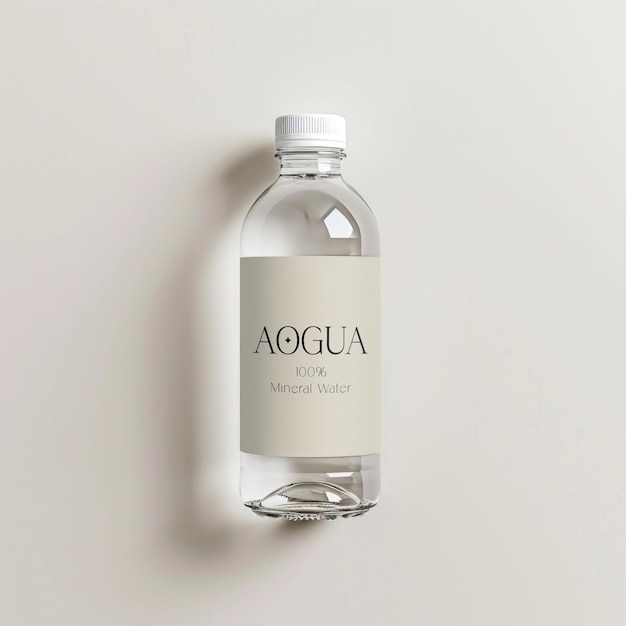 Plastic water bottle label mockup psd