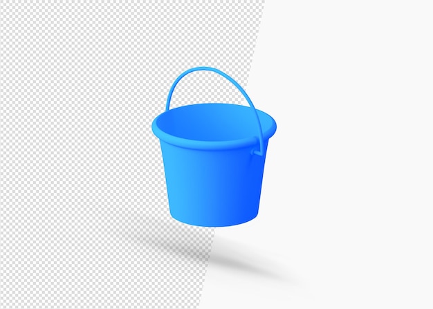 Plastic water bucket realistic 3D icon  