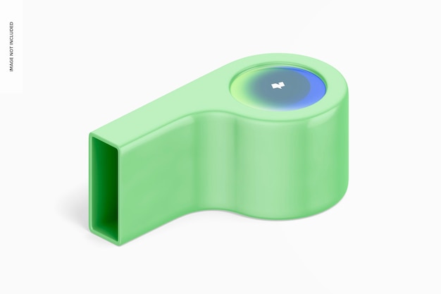 Plastic Whistle Mockup, Isometric Left View