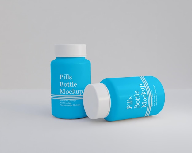 Plastics supplement pills bottle mockup 3d