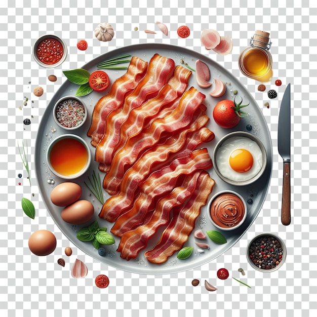 plate of bacon transparent background