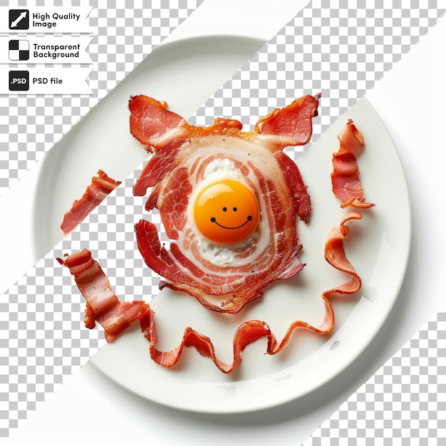 a plate of bacon with a face on it