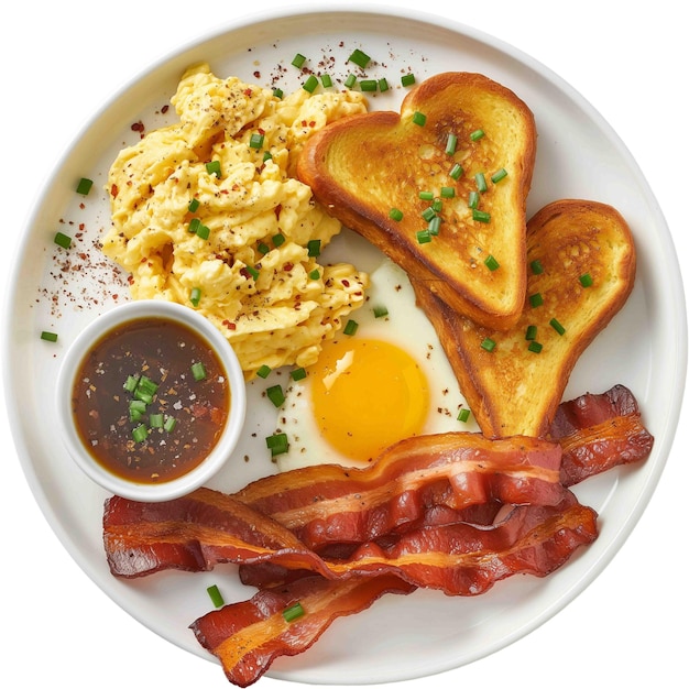 PSD a plate of breakfast food with eggs bacon and eggs