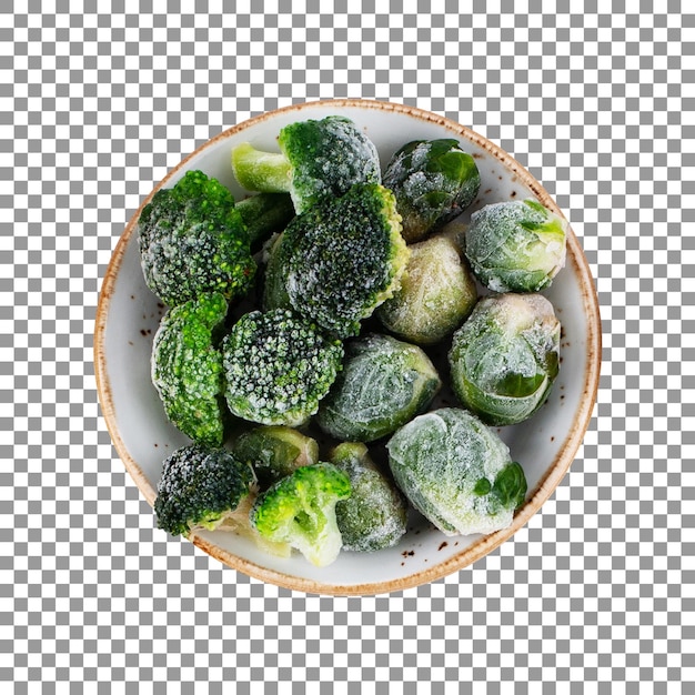 Plate of brussels sprouts with broccoli isolated on transparent background