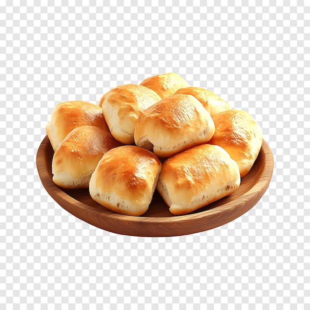 a plate of buns with a white background