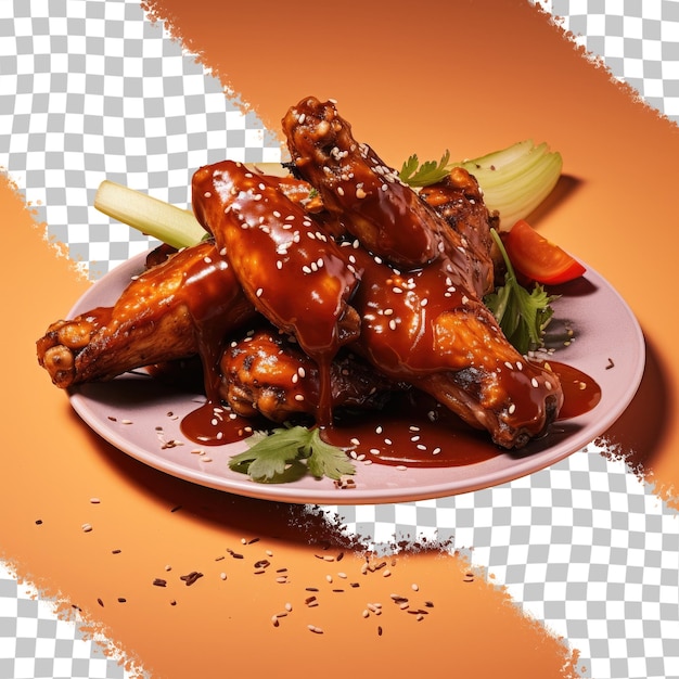 a plate of chicken wings with a plate of food on it