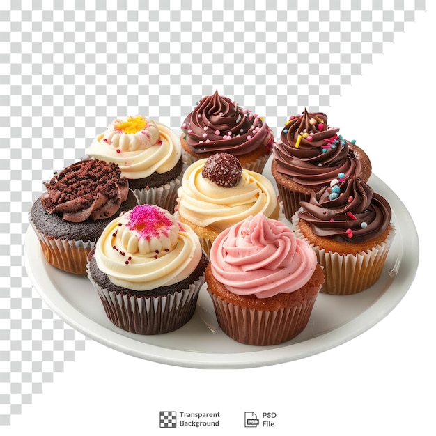 PSD a plate of cupcakes transparent background