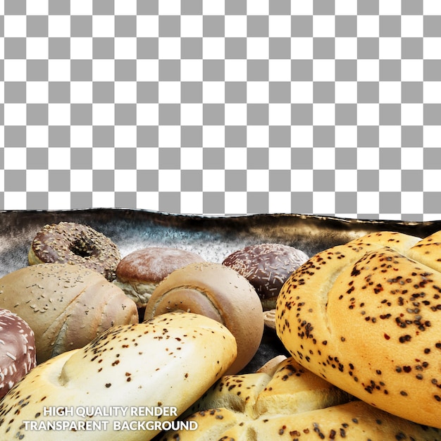 A plate of different types of food including donuts and a bagel