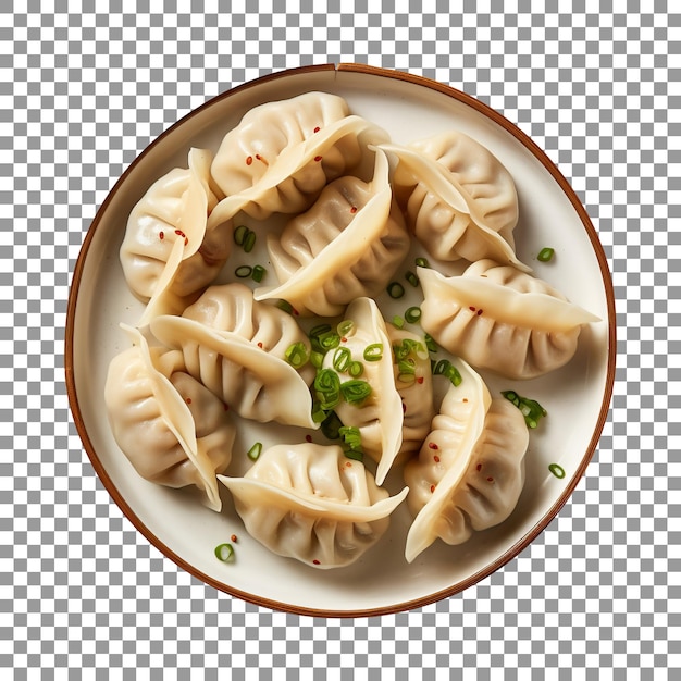 PSD plate of dumplings or momos with transparent background