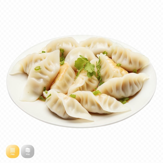 PSD a plate of dumplings with a menu that says  dumplings