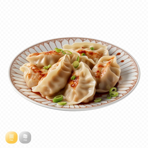 PSD a plate of dumplings with a menu that says  dumplings