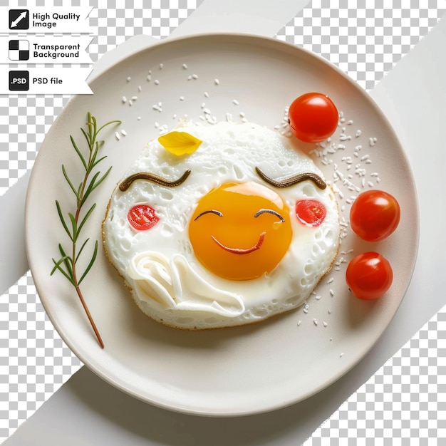 a plate of eggs with a smiley face on it